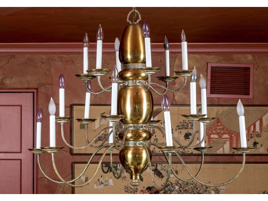 Vintage Brass Eighteen Light Chandelier
