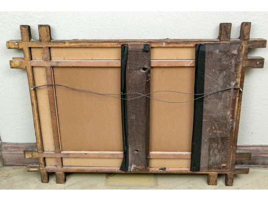 Antique Faux Bois Hand Carved And Gold Leaf Wall Mirror 