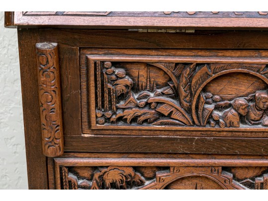 Ornate Carved Chinoiserie Secretary
