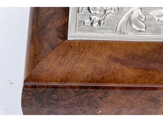 Hazorfim Sterling Silver Inlaid Burled Tea Box