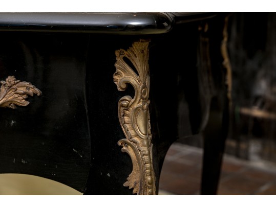 Elegant Louis XV Style Black Lacquered Writing Desk