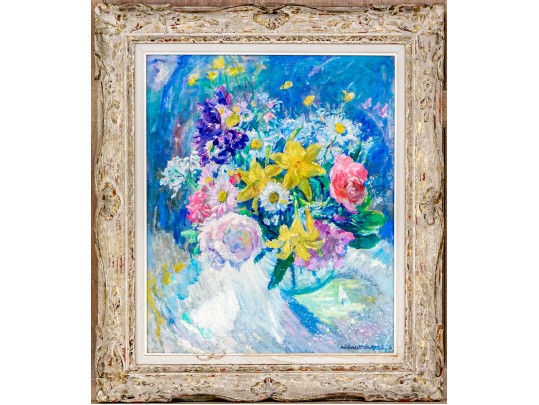 William Malherbe (French, 1884-1951) Oil On Canvas Floral Still Life