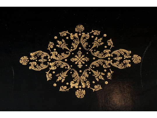 Elegant Louis XV Style Black Lacquered Writing Desk