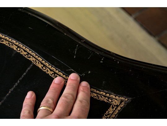 Elegant Louis XV Style Black Lacquered Writing Desk