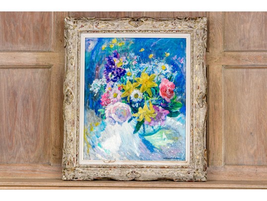 William Malherbe (French, 1884-1951) Oil On Canvas Floral Still Life