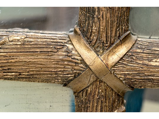 Antique Faux Bois Hand Carved And Gold Leaf Wall Mirror 