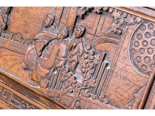 Ornate Carved Chinoiserie Secretary