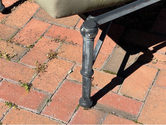 Pair Of Woodard Delphi Chaise Lounges With A Glass Top Accent Table