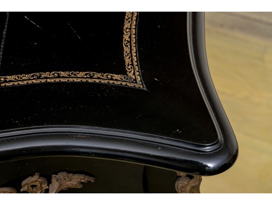 Elegant Louis XV Style Black Lacquered Writing Desk