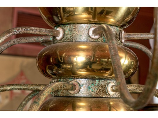 Vintage Brass Eighteen Light Chandelier