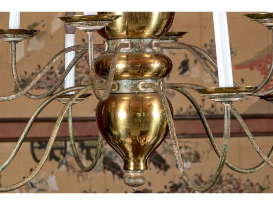 Vintage Brass Eighteen Light Chandelier