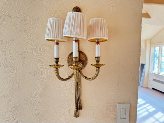 Pair Of French Louis XVI Style Gilt Brass Wall Sconces