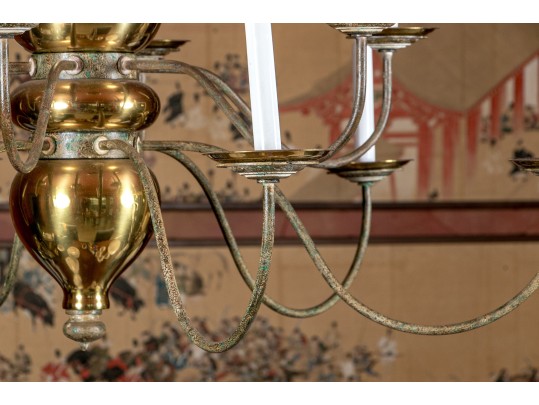 Vintage Brass Eighteen Light Chandelier