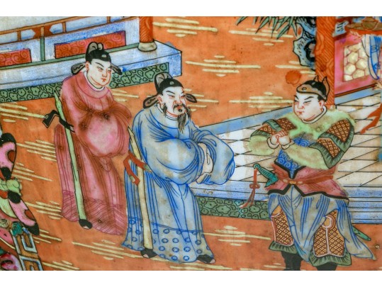 Chinese Export Rose Medallion Porcelain Jardiniere On Wood Stand