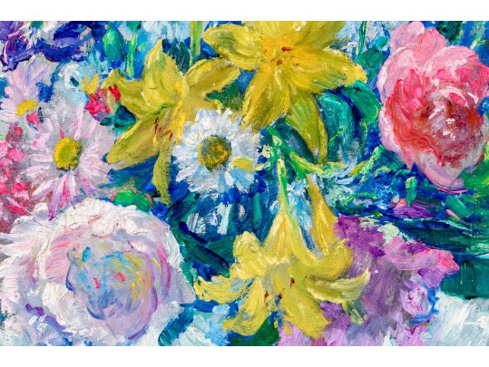 William Malherbe (French, 1884-1951) Oil On Canvas Floral Still Life