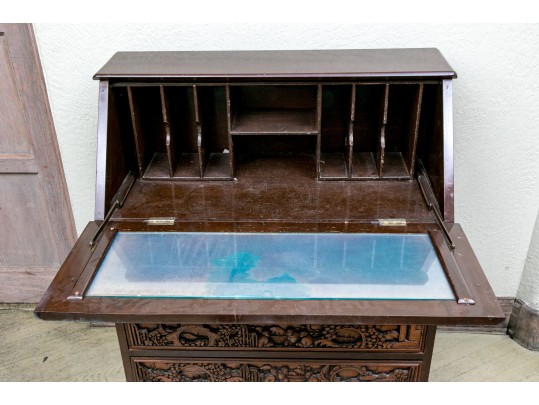 Ornate Carved Chinoiserie Secretary