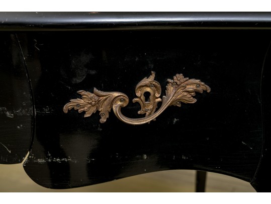 Elegant Louis XV Style Black Lacquered Writing Desk