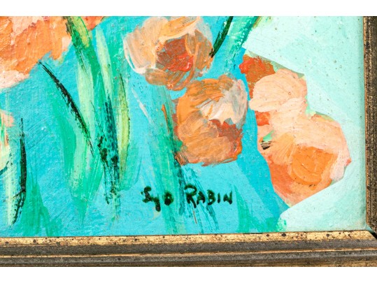 Syd Rabin Signed Oil On Board Diminutive Floral Still Life