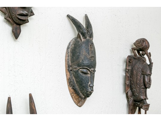 Collection Of Six African Carved Tribal Masks