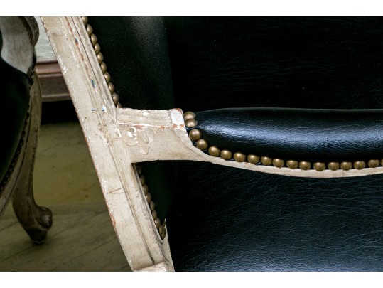 Pair Of Yale Burge Quality Leather Upholstered Fauteuils