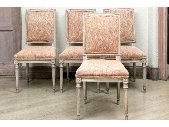 Set Of Four Louis XVI Style Upholstered Side Chairs