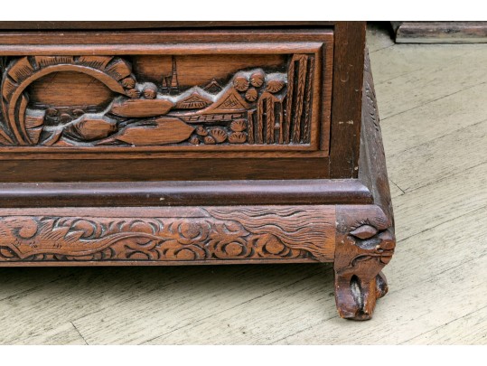 Ornate Carved Chinoiserie Secretary