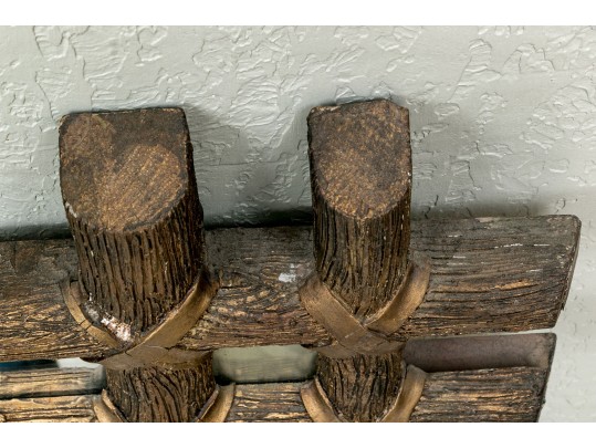 Antique Faux Bois Hand Carved And Gold Leaf Wall Mirror 