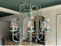 Vintage Six Light Chandelier With Glass Shades