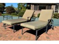 Pair Of Woodard Delphi Chaise Lounges With A Glass Top Accent Table