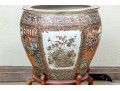 Chinese Export Rose Medallion Porcelain Jardiniere On Wood Stand