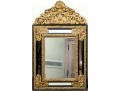 Lavish Dutch Style Brass And Carved Wood Mirror
