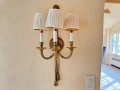 Pair Of French Louis XVI Style Gilt Brass Wall Sconces
