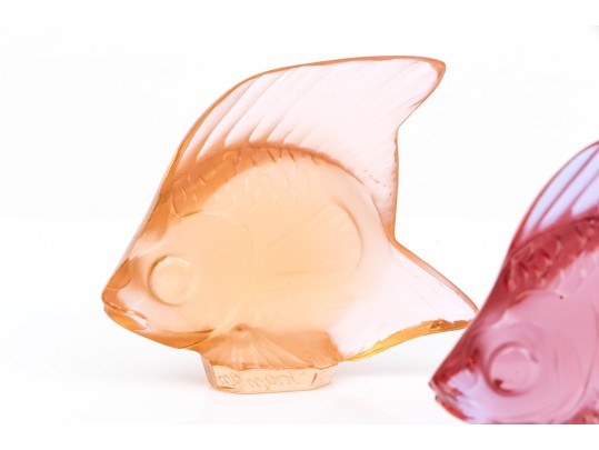 Set Of Two French, Lalique Tinted Glass Fish