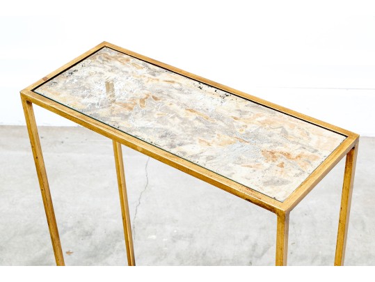 Vintage Gilt Metal And Glass Tiered Occasional Table