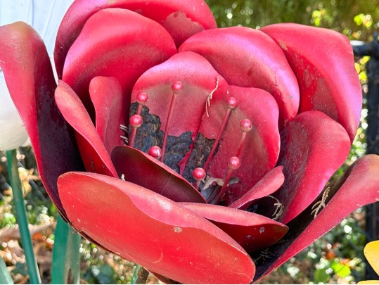 Collection Of Five Vintage Painted Tole Garden Flowers