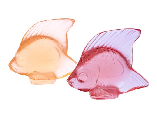 Set Of Two French, Lalique Tinted Glass Fish