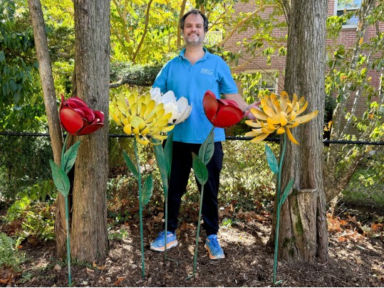 Collection Of Five Vintage Painted Tole Garden Flowers