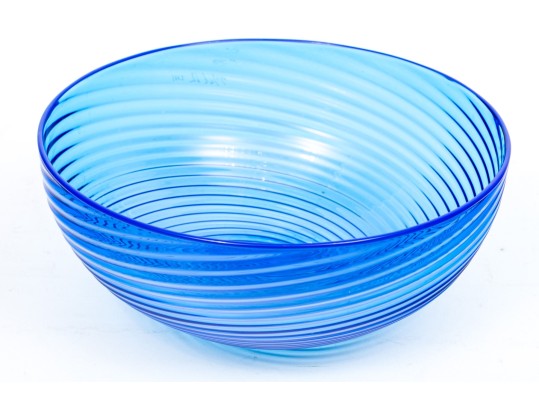 Blue Swirled Glass Bowl