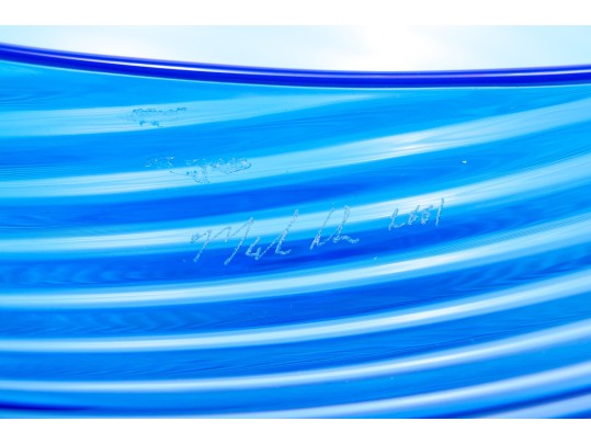 Blue Swirled Glass Bowl