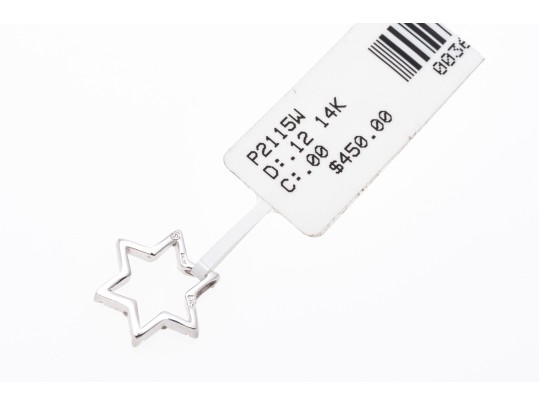 Petite 14K White Gold And Diamond Star Pendant