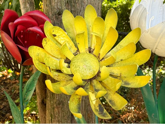 Collection Of Five Vintage Painted Tole Garden Flowers