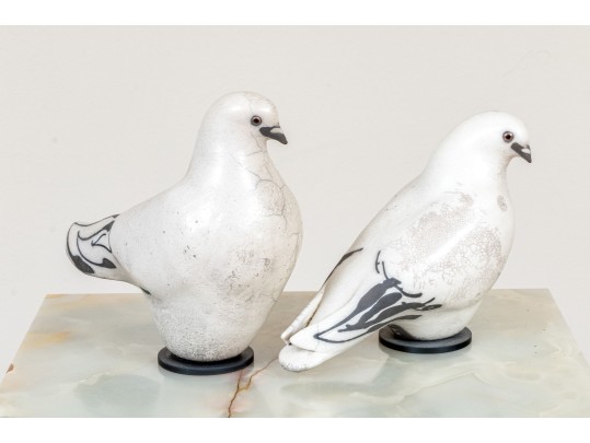 Glo Coalson Associated Pair Of Ltd Ed Ceramic Pidgeons