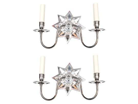 Pair Of Vaughan Polaris Star Wall Two Light Sconces