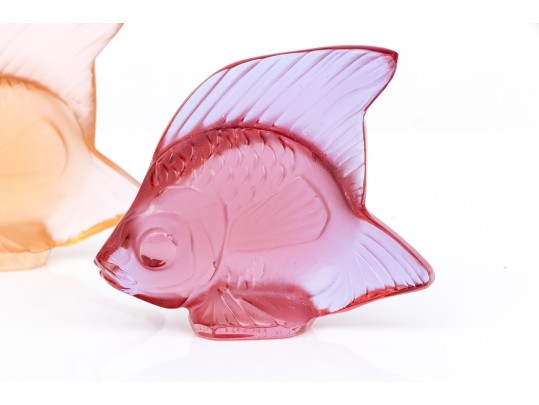 Set Of Two French, Lalique Tinted Glass Fish
