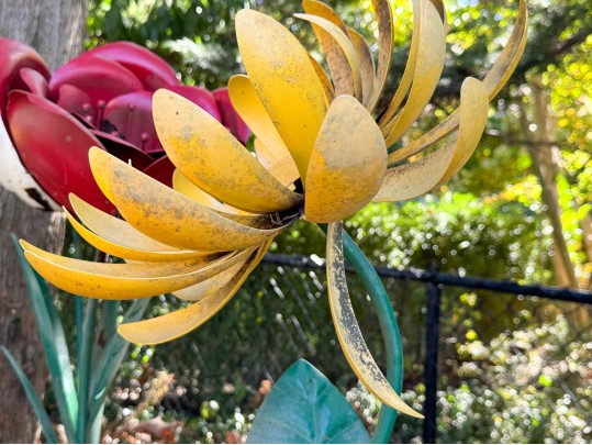 Collection Of Five Vintage Painted Tole Garden Flowers