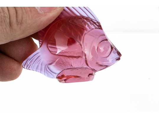Set Of Two French, Lalique Tinted Glass Fish