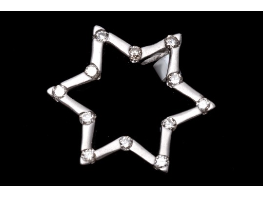 Petite 14K White Gold And Diamond Star Pendant