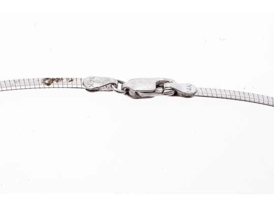 14K White Gold Line Necklace With Iolite And Diamonds