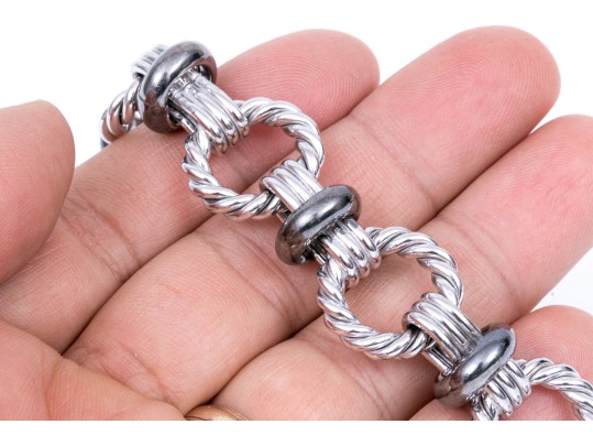 Sterling Silver Twist Link Bracelet