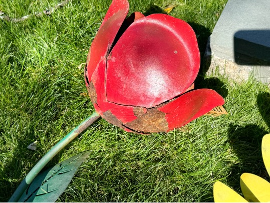 Collection Of Five Vintage Painted Tole Garden Flowers